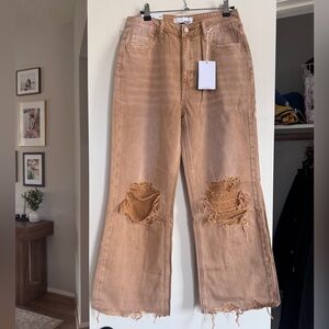 VERVET BY FLYING MONKEY Distressed Brown Flare Jeans